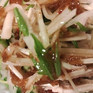サラダチキン・大根・水菜のあっさり和風サラダ